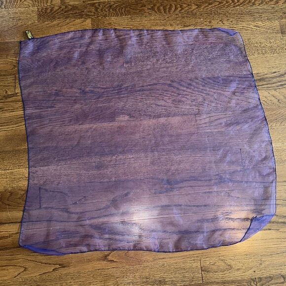 Vintage 60s Paris Accessories purple chiffon nylon square scarf - Picture 3 of 4